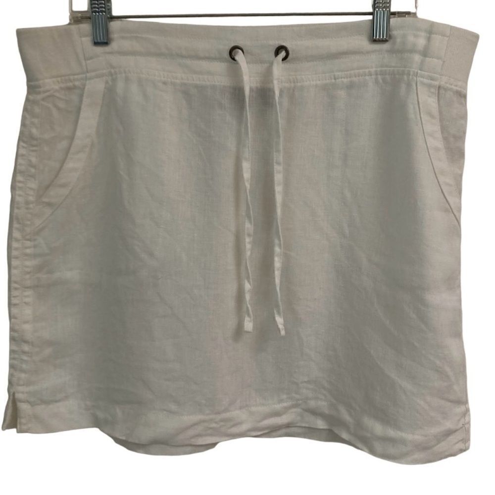 Athleta white 100%‎ linen mini tennis athletic skirt 14 ￼